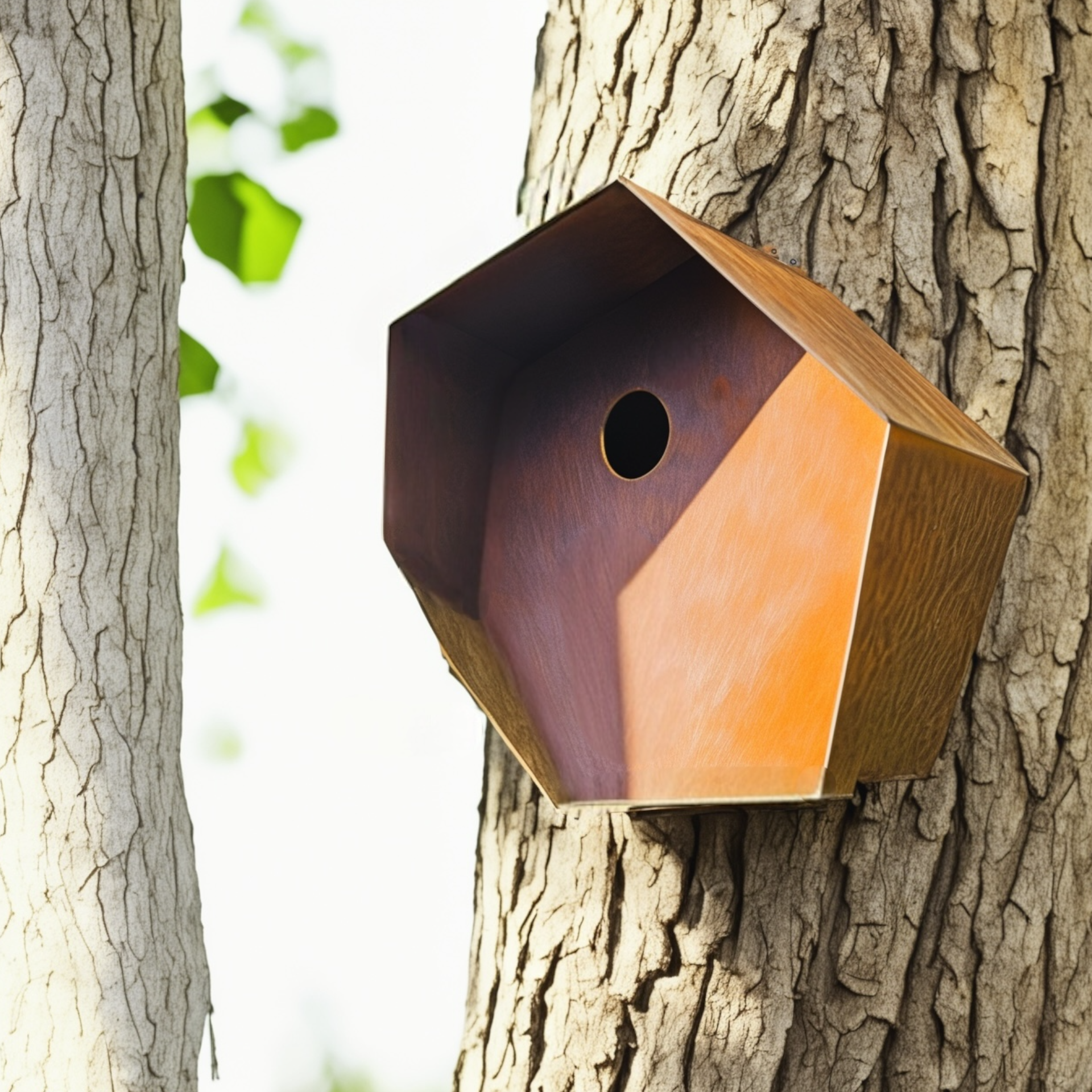 Corten Bird House Mounted