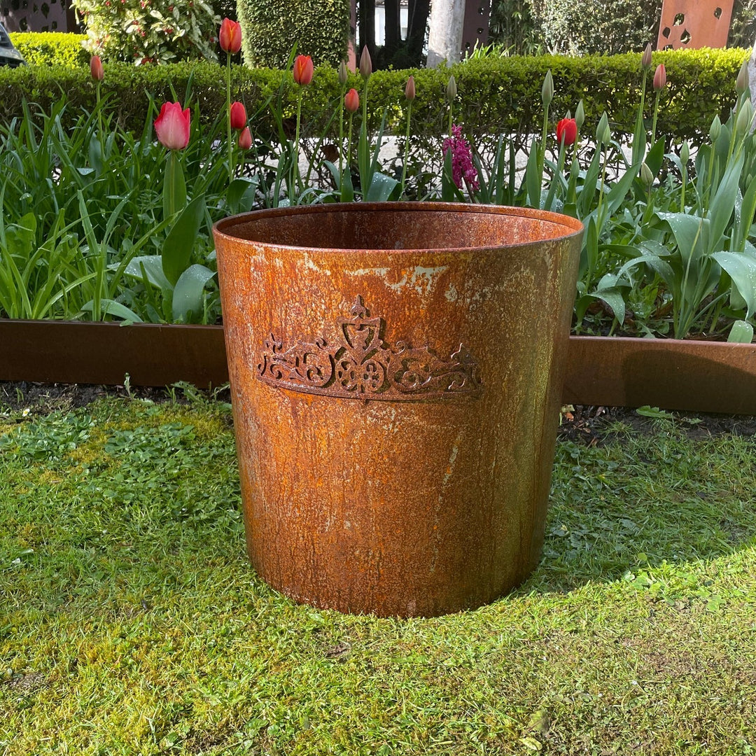 Corten Cylinder Planter - Crown