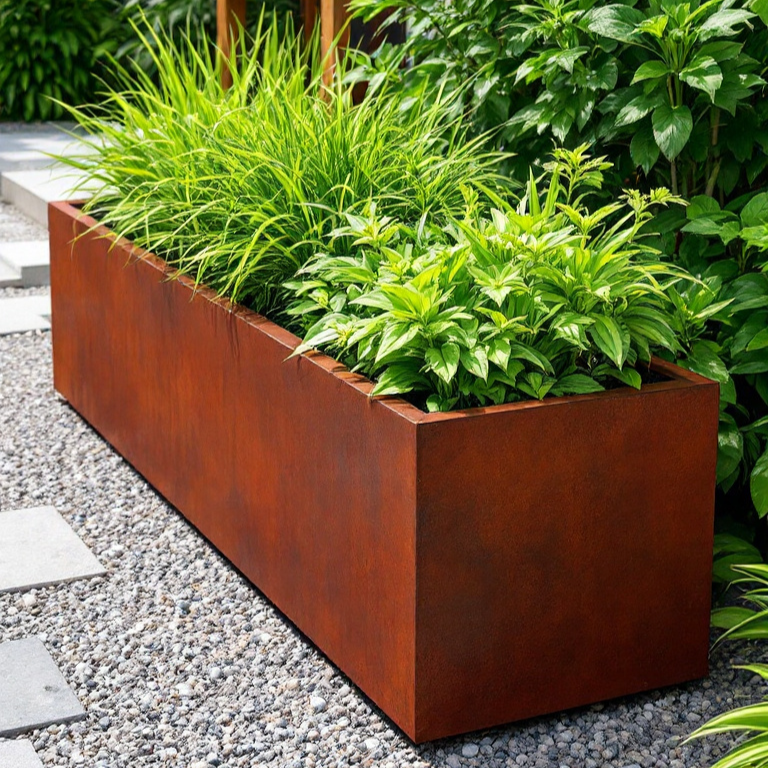 Corten Rectangle Planter - Open Bottom